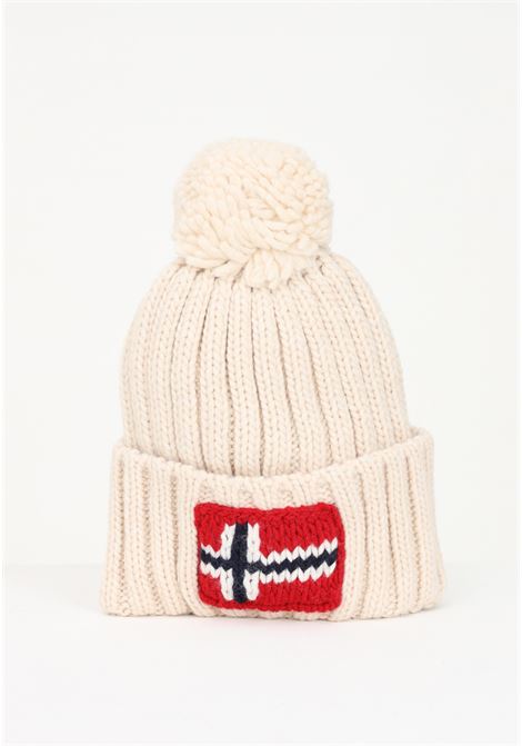 Cream wool hat for men and women with Semiury pom-pon NAPAPIJRI | Hats | NP0A4GKBNS51NS51
