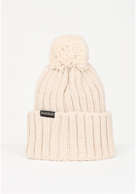 Cream wool hat for men and women with Semiury pom-pon NAPAPIJRI | Hats | NP0A4GKBNS51NS51
