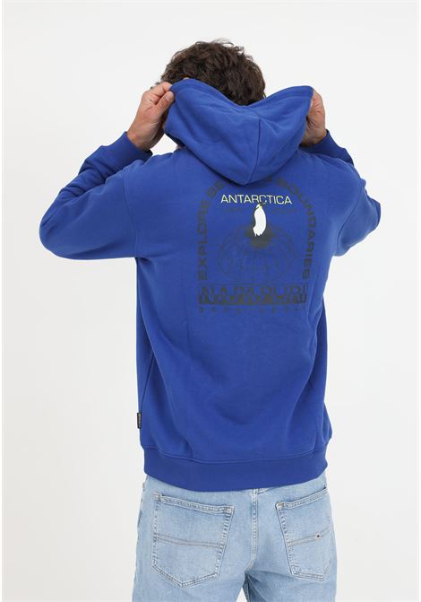 Electric blue sweatshirt with adjustable hood and men's print NAPAPIJRI | Hoodie | NP0A4HE1B5A1B5A1