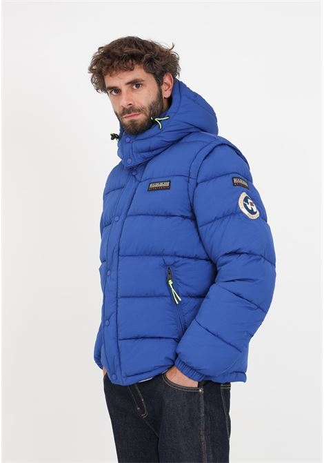 Blue quilted down jacket with hood for men NAPAPIJRI | Jackets | NP0A4HGRB5A1B5A1