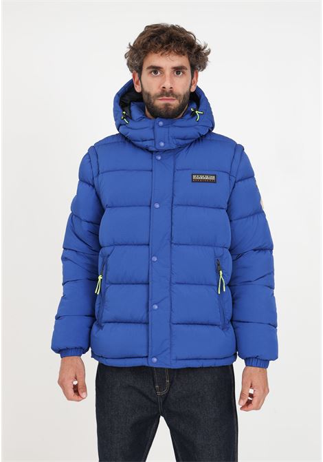 Blue quilted down jacket with hood for men NAPAPIJRI | Jackets | NP0A4HGRB5A1B5A1