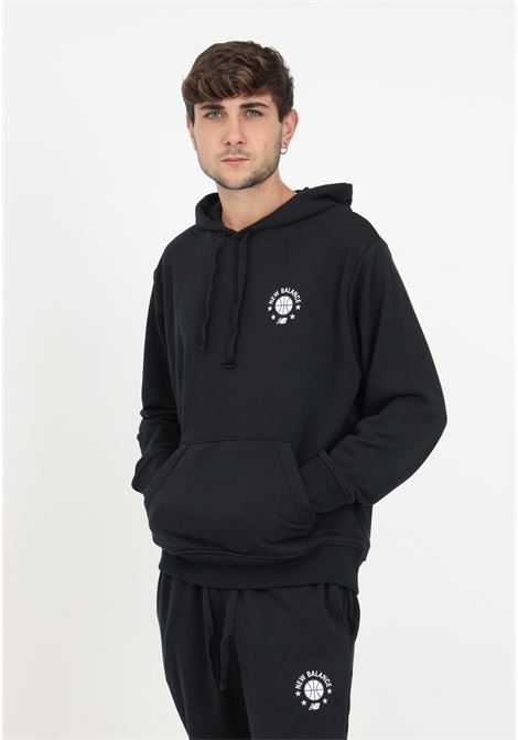Black sweatshirt with logo and hood for men NEW BALANCE | MT33580BK.