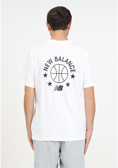 T-shirt bianca con stampa da uomo NEW BALANCE | T-shirt | MT33582WT.