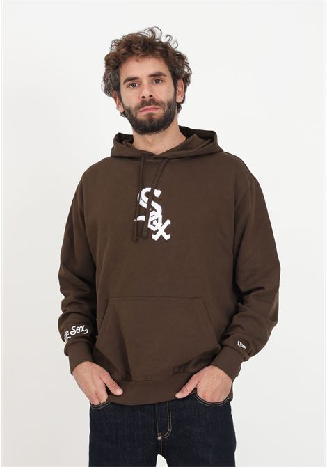 Brown sweatshirt with hood and embroidered logo for men NEW ERA | Hoodie | 60424319.