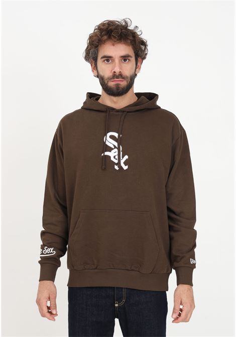 Brown sweatshirt with hood and embroidered logo for men NEW ERA | Hoodie | 60424319.