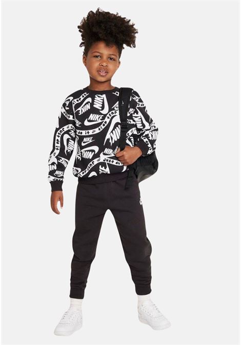 Sports black tracksuit with all-over logo for newborns NIKE | Sport suits | 66L168023