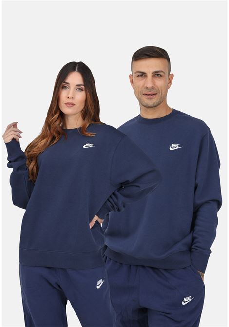 Felpa girocollo Nike Sportswear Club Fleece blu per uomo e donna con logo a contrasto NIKE | BV2662410
