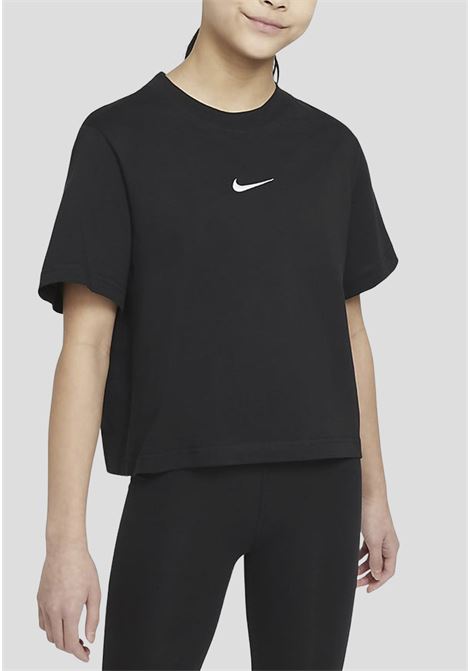 Black sports t-shirt for girls with Swoosh embroidery NIKE | T-shirt | DH5750010