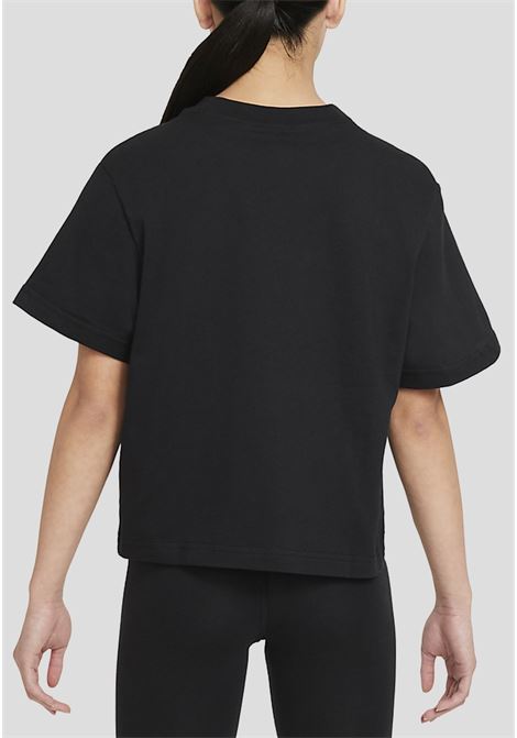 T-shirt sportiva nera da bambina con ricamo Swoosh NIKE | T-shirt | DH5750010