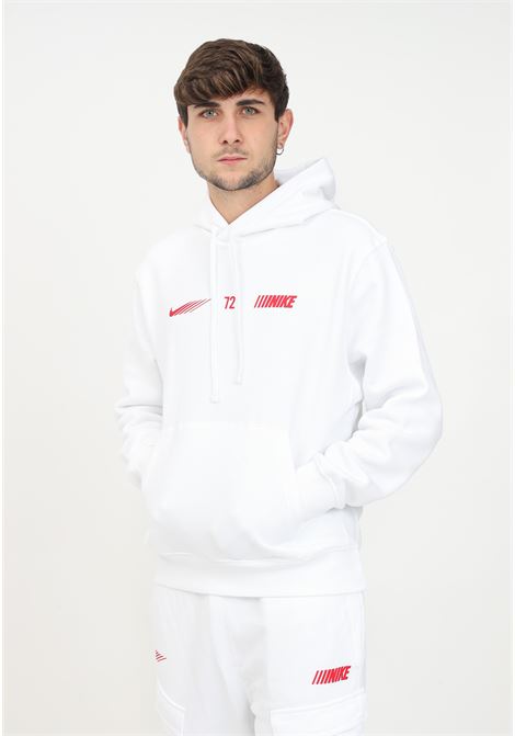 White sweatshirt with hood and logo for men NIKE | FN4895100
