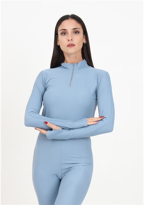 Light blue crop sweater with half zip for women OE DR CONCEPT | Tops | OE-DR 014CELESTE