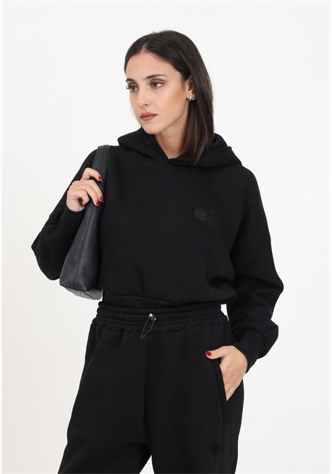 Black crop sweatshirt with embroidery and hood for women OE DR CONCEPT | OE-DR 018NERO