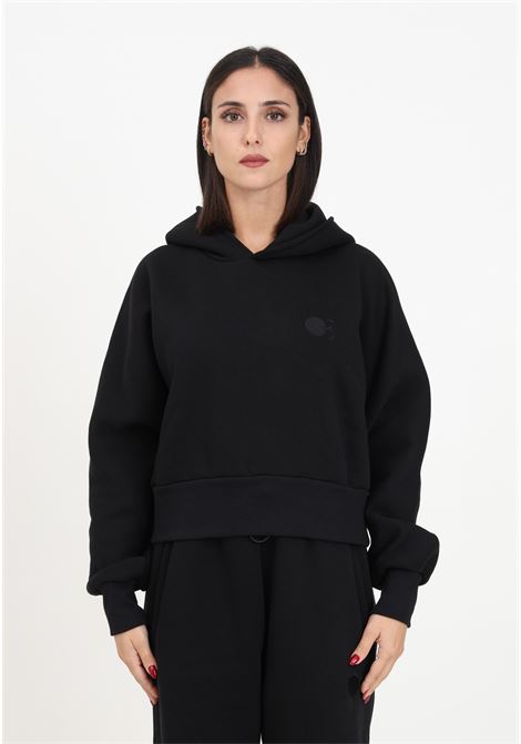 Black crop sweatshirt with embroidery and hood for women OE DR CONCEPT | OE-DR 018NERO