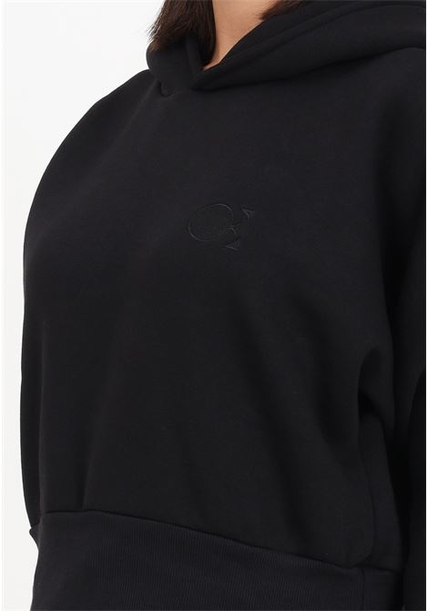 Black crop sweatshirt with embroidery and hood for women OE DR CONCEPT | Hoodie | OE-DR 018NERO