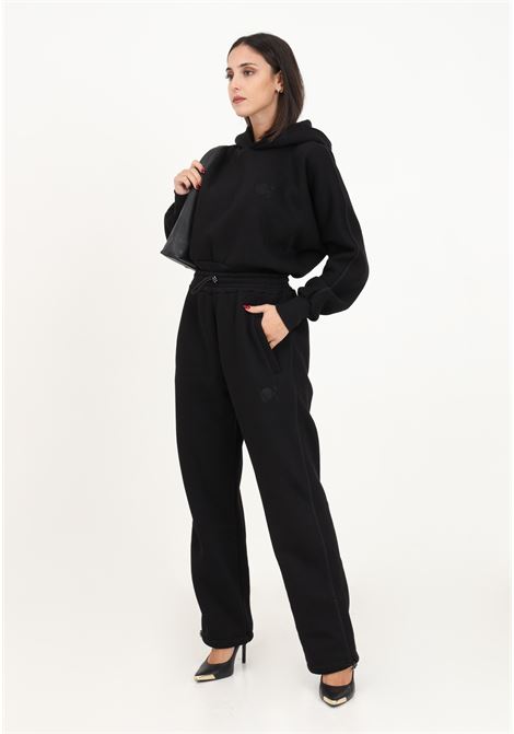 Black wide leg sweatpants with embroidery for women OE DR CONCEPT | Pants | OE-DR 019NERO