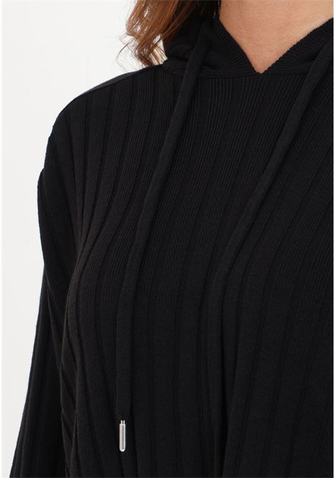 Women's black ribbed hoodie ONLY | 15268803BLACK