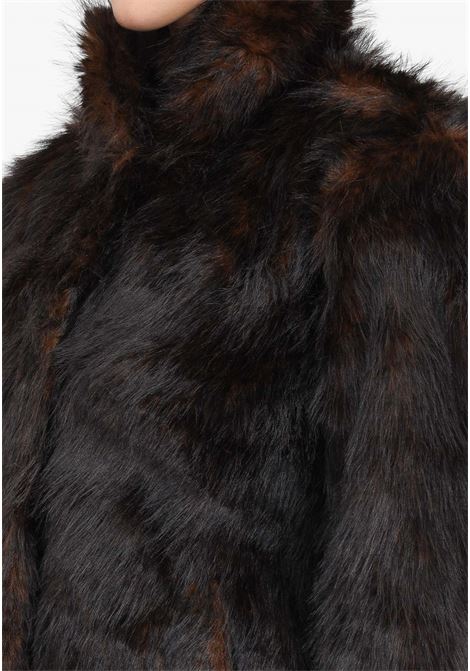 Brown turtleneck fur coat for women with snap closure ONLY | Fur coats | 15301163TOASTED COCONUT
