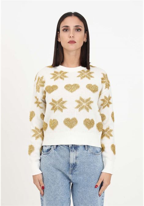 White sweater with Christmas pattern for women ONLY | Knitwear | 15304607CLOUD DANCER