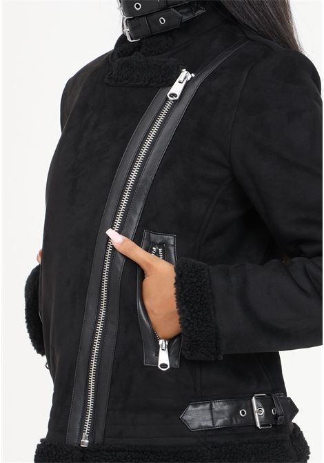 Black jacket with teddy collar for women ONLY | Jackets | 15304775BLACK