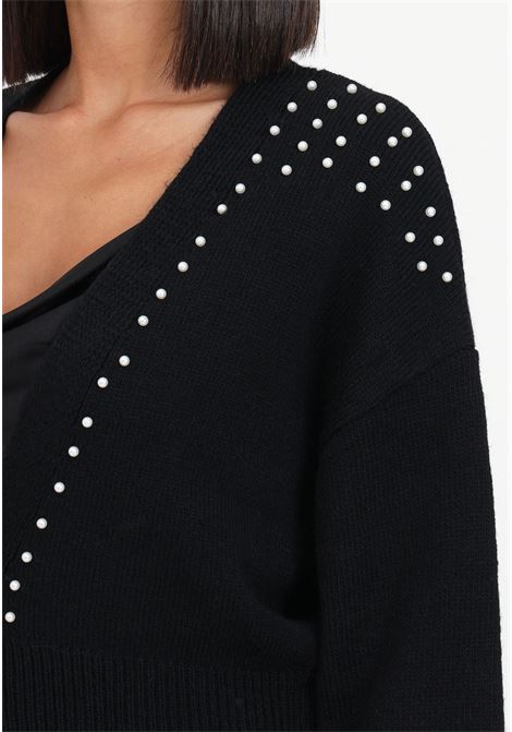 Black women's cardigan with V-neck ONLY | Cardigan | 15306335BLACK
