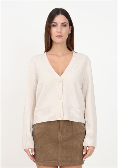 Beige V-neck cardigan for women ONLY | Cardigan | 15306543PUMICE STONE