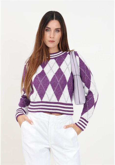 White and purple patterned sweater for women ONLY | Knitwear | 15306653DEWBERRY