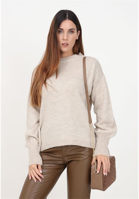 Beige crew-neck sweater for women ONLY | Knitwear | 15312944WHITECAP GRAY