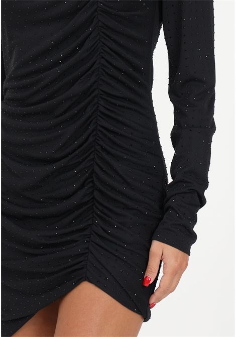 Black women's mini sheath dress draped with rhinestones PATRIZIA PEPE | Dresses | 2A2491/J084K103