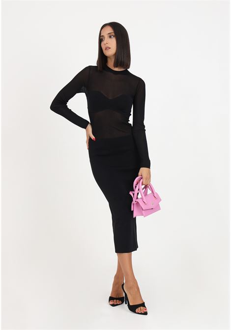 Black women's midi dress with transparencies PATRIZIA PEPE | Dresses | 2A2663/K078K103