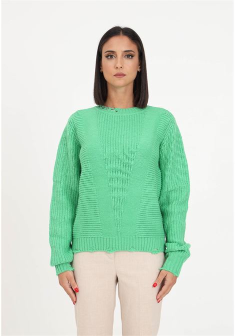 Green women's sweater with piercings and tears PATRIZIA PEPE | Knitwear | 2K0196/K138G560
