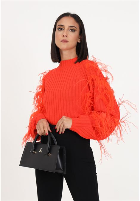 Orange ribbed women's sweater with feathers PATRIZIA PEPE | Knitwear | 2K0224/K9O3AR809