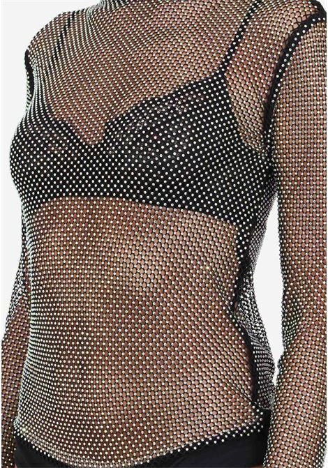 Women's bodysuit shirt in rhinestone mesh PATRIZIA PEPE | Body | 2M4328/A9U8K103