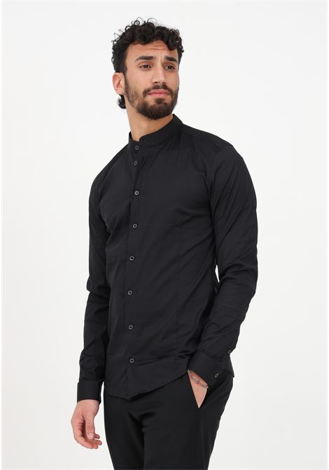 Elegant black men's shirt with mandarin collar PATRIZIA PEPE | Shirt | 5C0257/A01K102