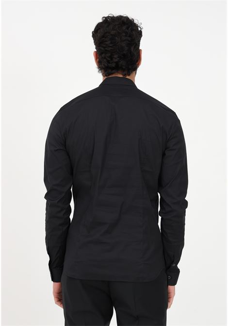 Camicia elegante nera da uomo con collo alla coreana PATRIZIA PEPE | Camicie | 5C0257/A01K102