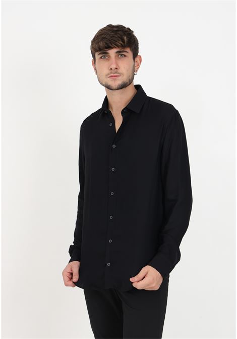 Black viscose shirt for men PATRIZIA PEPE | Shirt | 5C0310/A093JK103