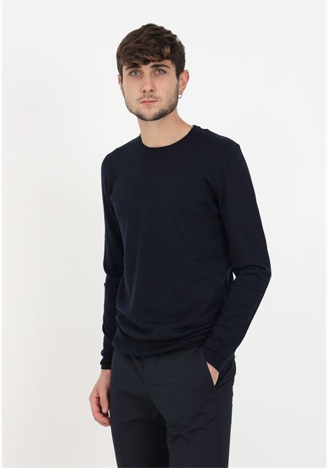Blue slim fit wool sweater for men PATRIZIA PEPE | Knitwear | 5K1250/K124C166