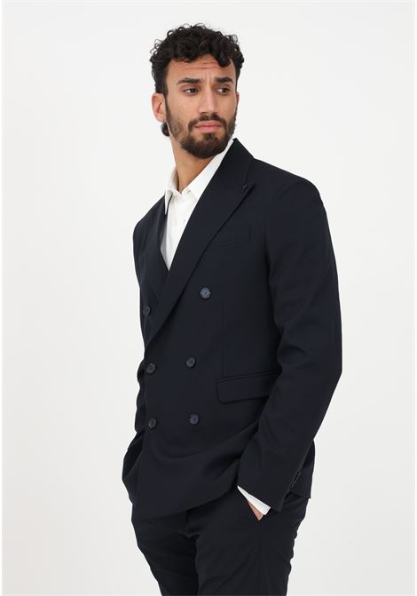 Elegant double-breasted blue jacket for men PATRIZIA PEPE | Blazer | 5S0744/A2LHC166