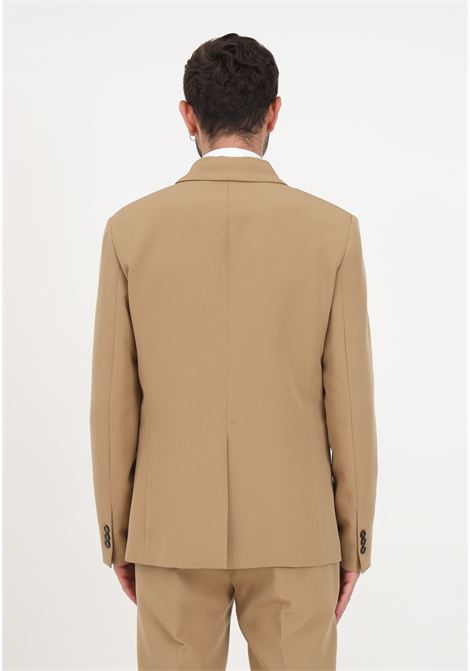 Elegant beige double-breasted men's jacket PATRIZIA PEPE | Blazer | 5S0745/A360B784