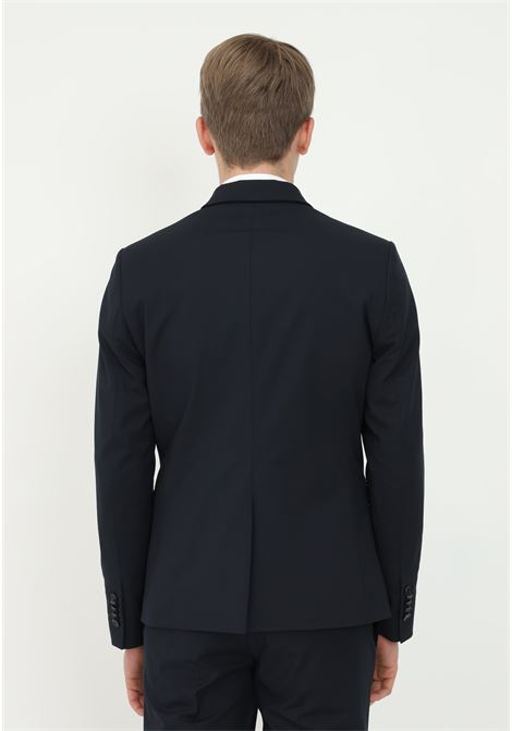 Blue single-breasted men's jacket with fly brooch PATRIZIA PEPE | Blazer | 5SA652/A2LHC166