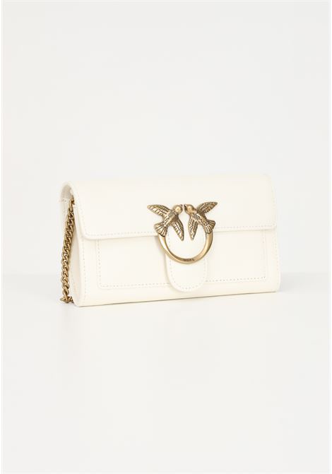 White clutch bag for women with Love Birds Diamond Cut buckle PINKO | Wallet | 100062-A0F1Z14Q