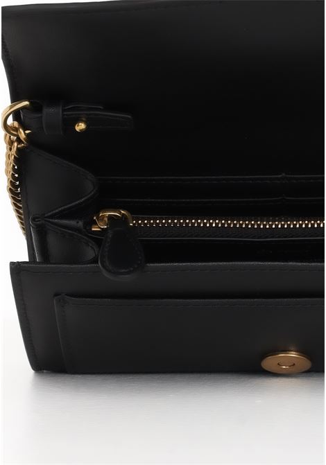 Black clutch bag for women with Love Birds Diamond Cut buckle PINKO | Wallet | 100062-A0F1Z99Q