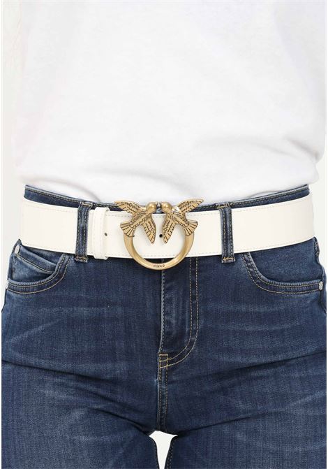 White women's belt with Love Birds Diamond Cut buckle PINKO | Belts | 100120-A0F1Z14Q