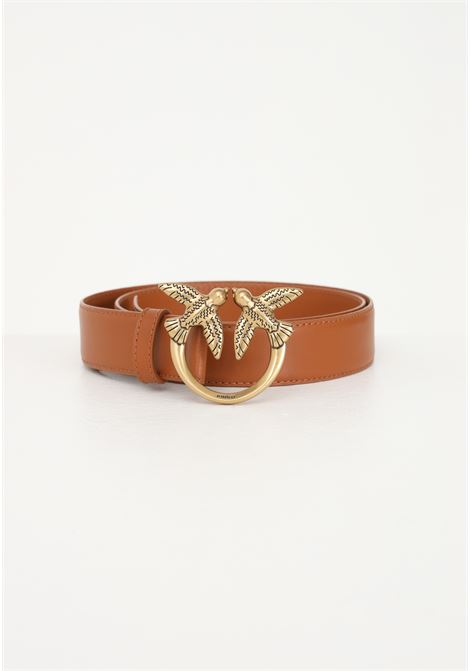Brown women's belt with Love Birds Diamond Cut buckle PINKO | Belts | 100125-A0F1L58Q