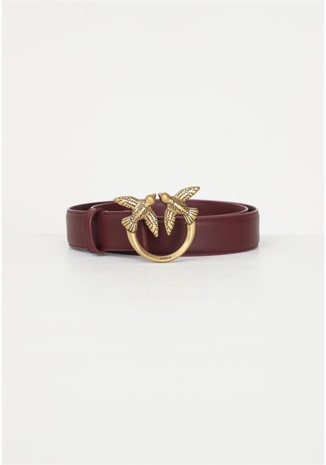 Burgundy women's belt with Love Birds Diamond Cut buckle PINKO | Belts | 100125-A0F1WW5Q