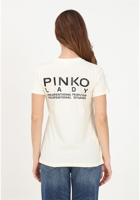 Women's cream t-shirt with Pinko Lady print PINKO | T-shirt | 100355-A13KZ03
