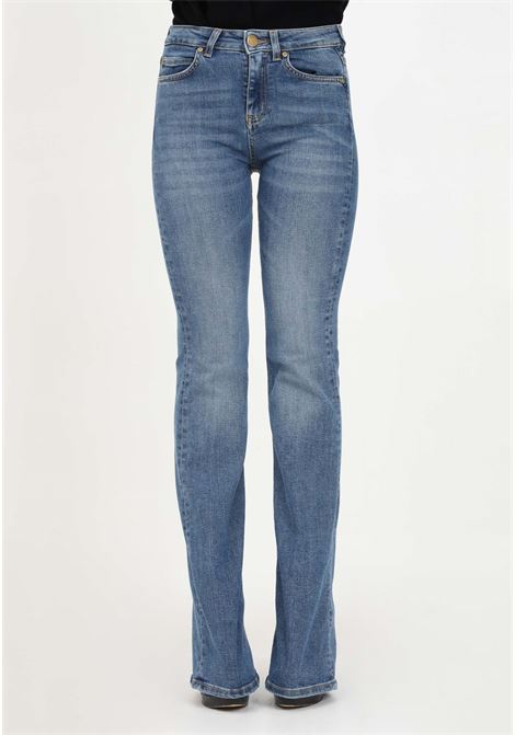 Jeans donna a zampa in denim con logo su tasca posteriore. PINKO | Jeans | 100561-A0J8PJD