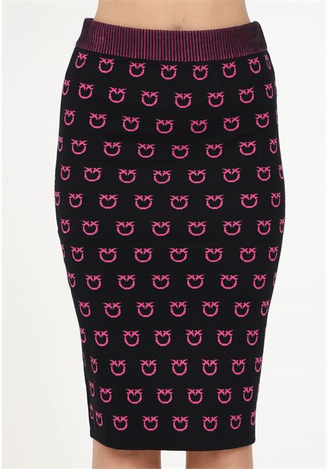 Women's black midi skirt with Love Birds logo design PINKO | Skirt | 101565-A112ZW1