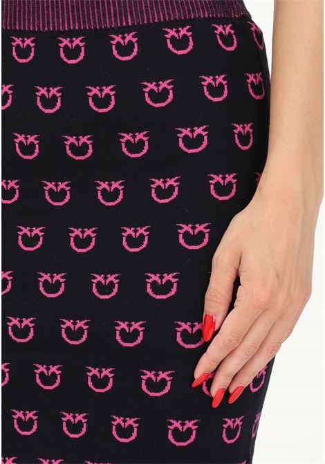 Women's black midi skirt with Love Birds logo design PINKO | Skirt | 101565-A112ZW1