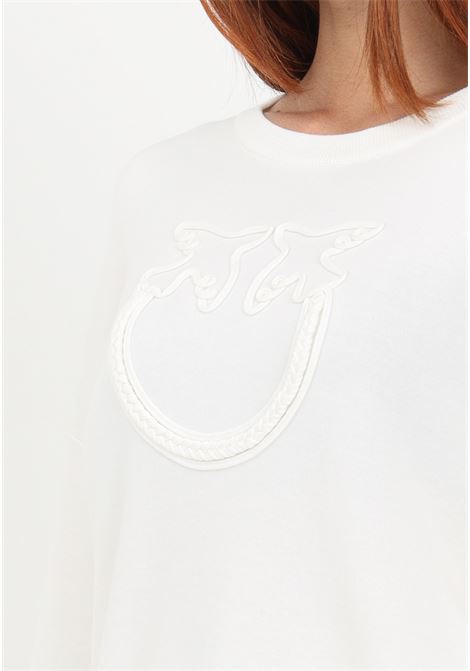 Maglia bianca da donna con applicazione logo Love Birds PINKO | Maglieria | 101568-A115Z04