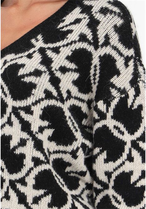 Maglioncino nero da donna con pattern logo Love Birds PINKO | Maglieria | 101575-A11FZB2